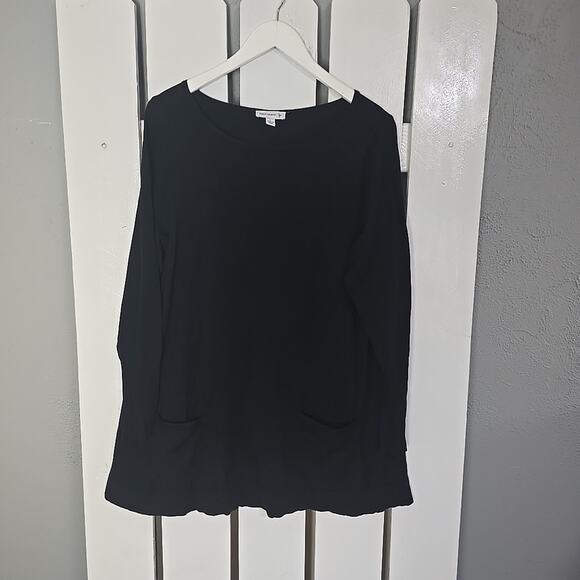 Susan Graver Tunic Long Sleeve Top Size Large Front Pockets Stretch Minimalist - Picture 1 of 7